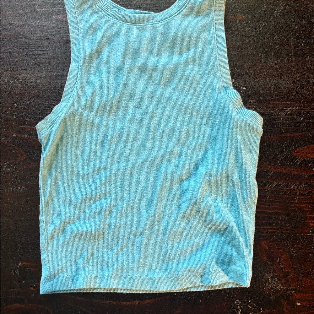 Hollister Fitted Blue Sleeveless Tank Top